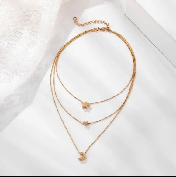 💥4 for $20💥NWT Star Moon Love Pendant Multi-layer Bead Necklace - Picture 3 of 8